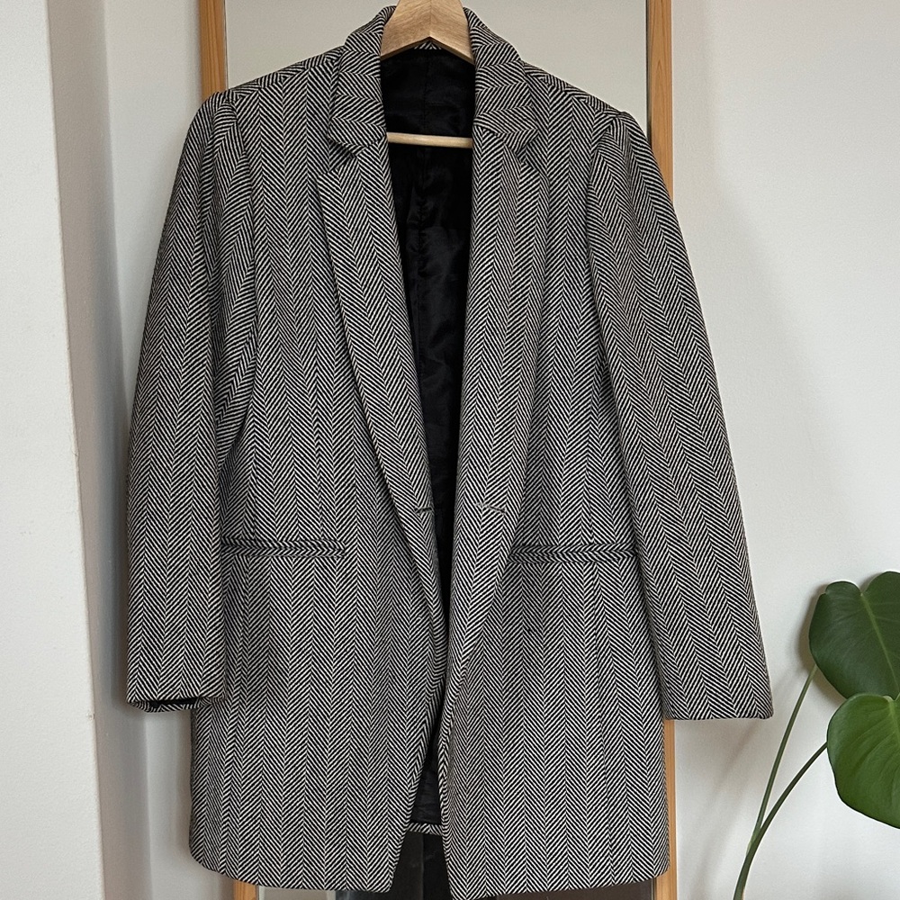 Gray Herringbone wool jacket / blazer